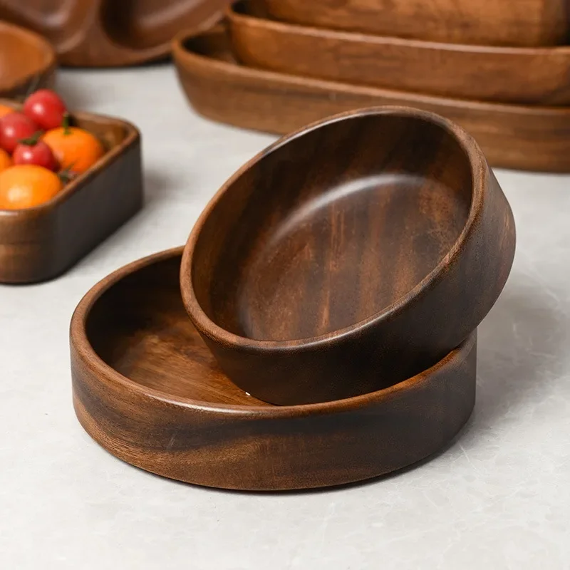 1 Pc New Household Walnut Nut Box Tray Japanese Style Wooden Fruit & Melon Seed Plate Solid Wood Food Tray Kitchen Storage Trays