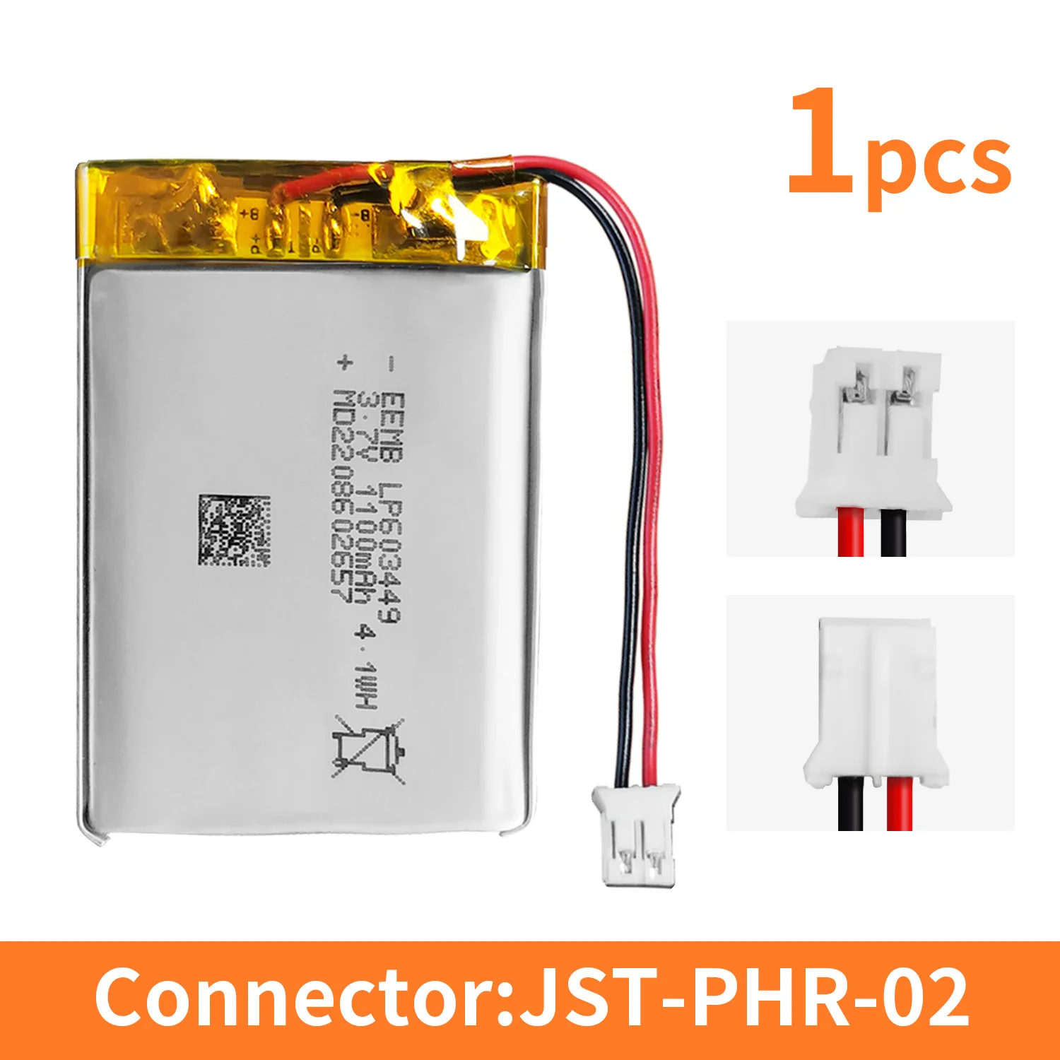 1~10PCS EEMB LP603449 3.7V 1100mAh Rechargeable Li-Po Battery 603449 Replacement Battery for Bluetooth Audio GPS Tracker image 3