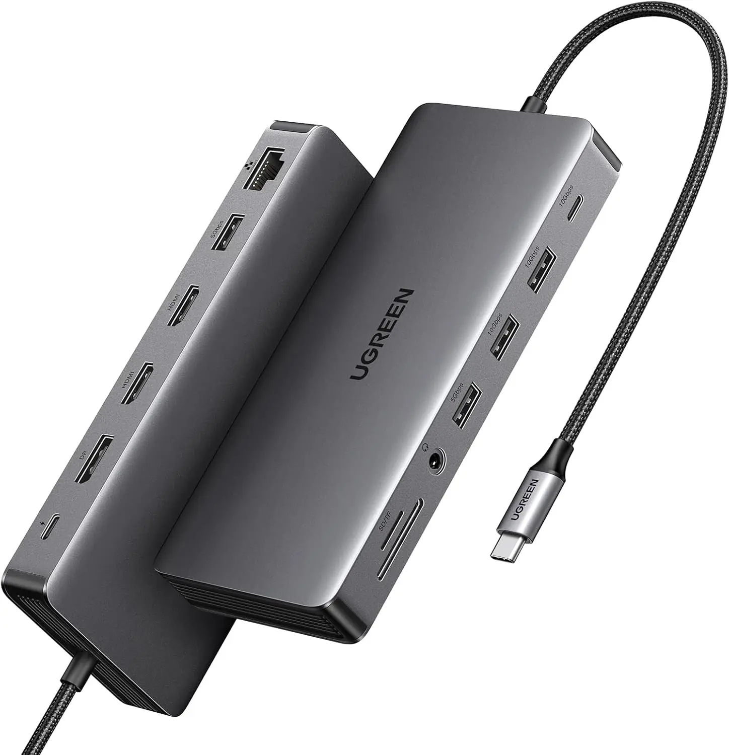 

UGREEN 100W PD Laptop Docking Station for 13 1/4K Triple Display USB C Dock Dual HD-MI DP 10Gbps Data Port Gigabit Stock