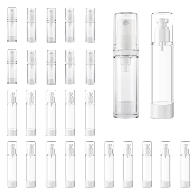 

30Pcs 5ml-100ml Empty Size Dispenser Vacuum Bottle, Mini Travel for Lotion Toiletries Liquid Toner Sample Refillable Containers