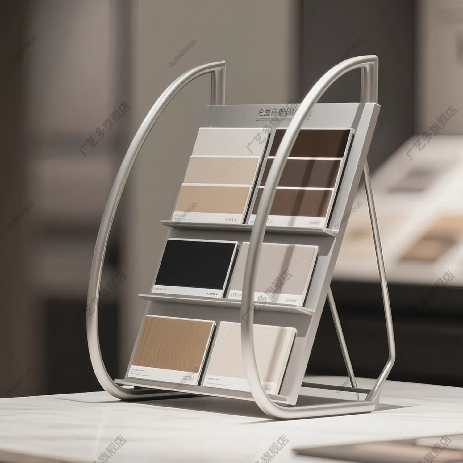 Building materials swatch integrated ceiling sample rack, countertop ceramic stone display rack, clothing cabinet door swatch