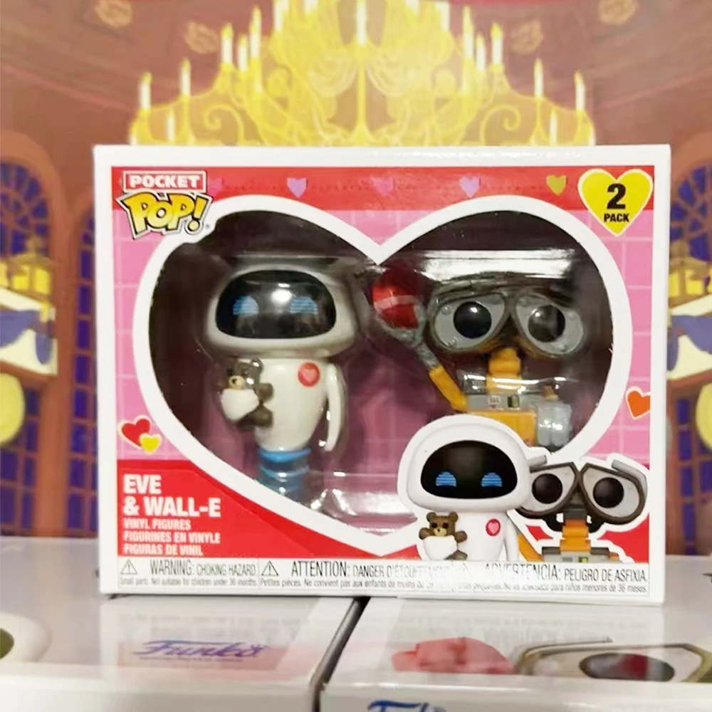 Wall-E & Eve Action Figures Funko Pop Eve#1531 Dolls Toys Desktop Decoration Kawaii Wall-E Model Ornament Valentines Gift