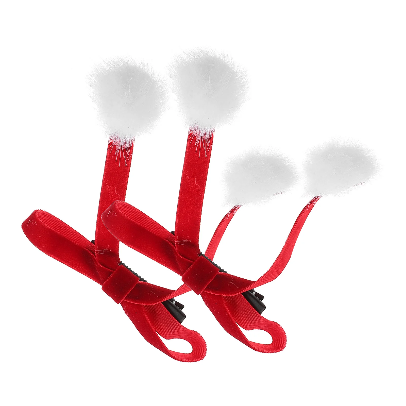 

1Pair Christmas Red Bow Hair Clips Pom Pom Tassel Ribbons Girls Hair Accessories Elegant Holiday Ponytail Barrettes for Women