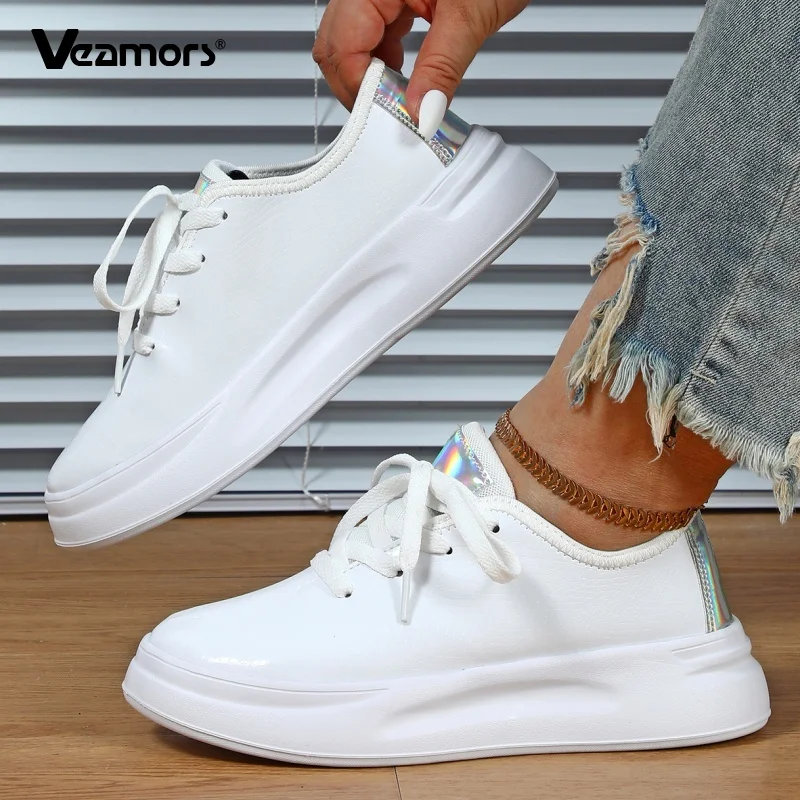 

Non-slip Casual Sports Shoes Fashion Men's Board Shoes Women PU Leather Lace-up Daily Sneakers for Exercise Jogging Running