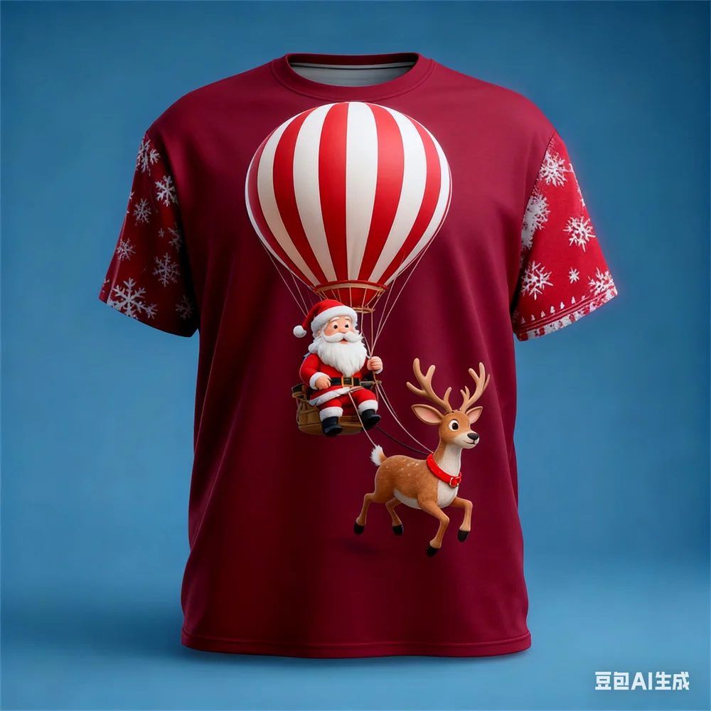 عيد الميلاد تي شيرت رجالي سانتا كلوز نمط طباعة الرجال النساء الجولة الرقبة تي شيرت عيد الميلاد الجرافيك تي شيرت جديد في بلايز و تيز