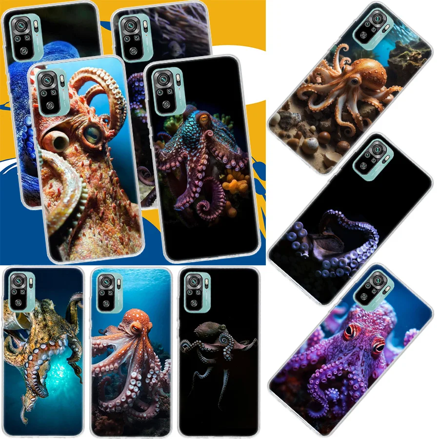 This is a Big Octopus Phone Case For Xiaomi Redmi Note 11S 11T 11E 12S 12 Pro Plus 11 10S 10 9S 9T 9 8T 8 7 Coque Soft