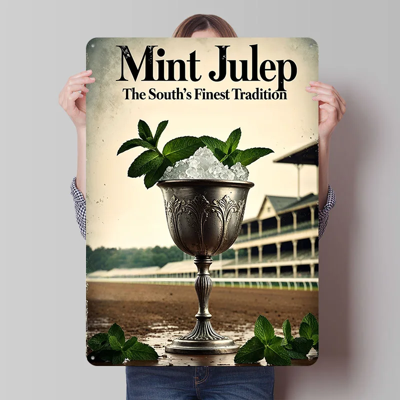 Mint Julep Cocktail Metal Poster Custom Wall Art Retro Vintage Tinplate Signs for Man Cave Gaming Room Decoration Cozy House