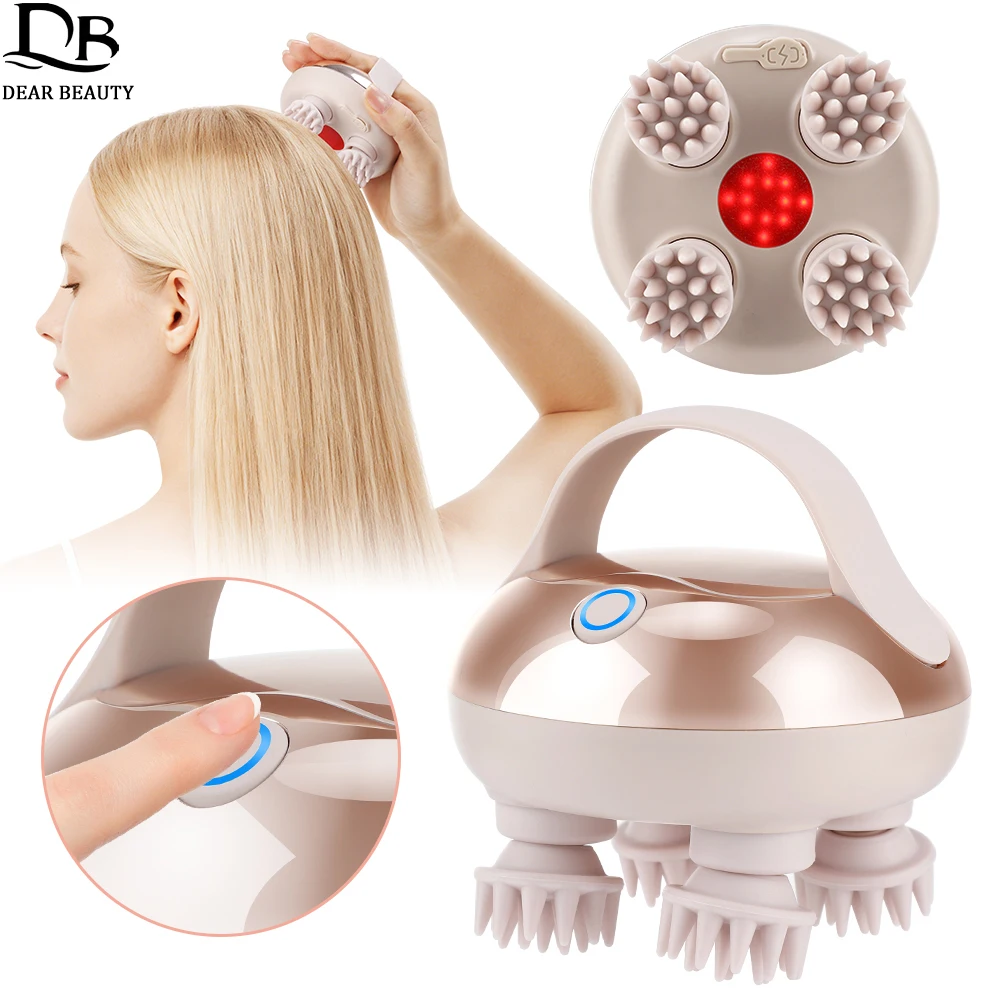 4 Claws Kneading Scalp Massager Electric Head Massager Red Light Therapy Hair Growth Massage Stress Relax Pet Head Scratcher