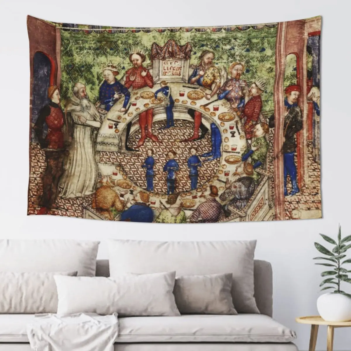 Merlin Introduces Galahad to King Arthur and the Knights of Round Table Tapestry Room Decorator Room Aesthetic Decor Tapestry