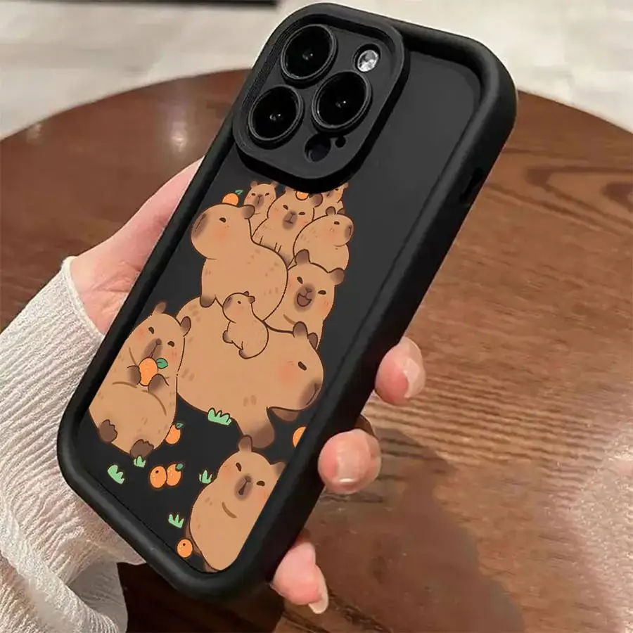 Phone Case for iPhone XS Max 17 Air 15 16 14 Plus 13 12 11 Pro Max 16e XR Soft Cover Capybara Cartoon Cute 