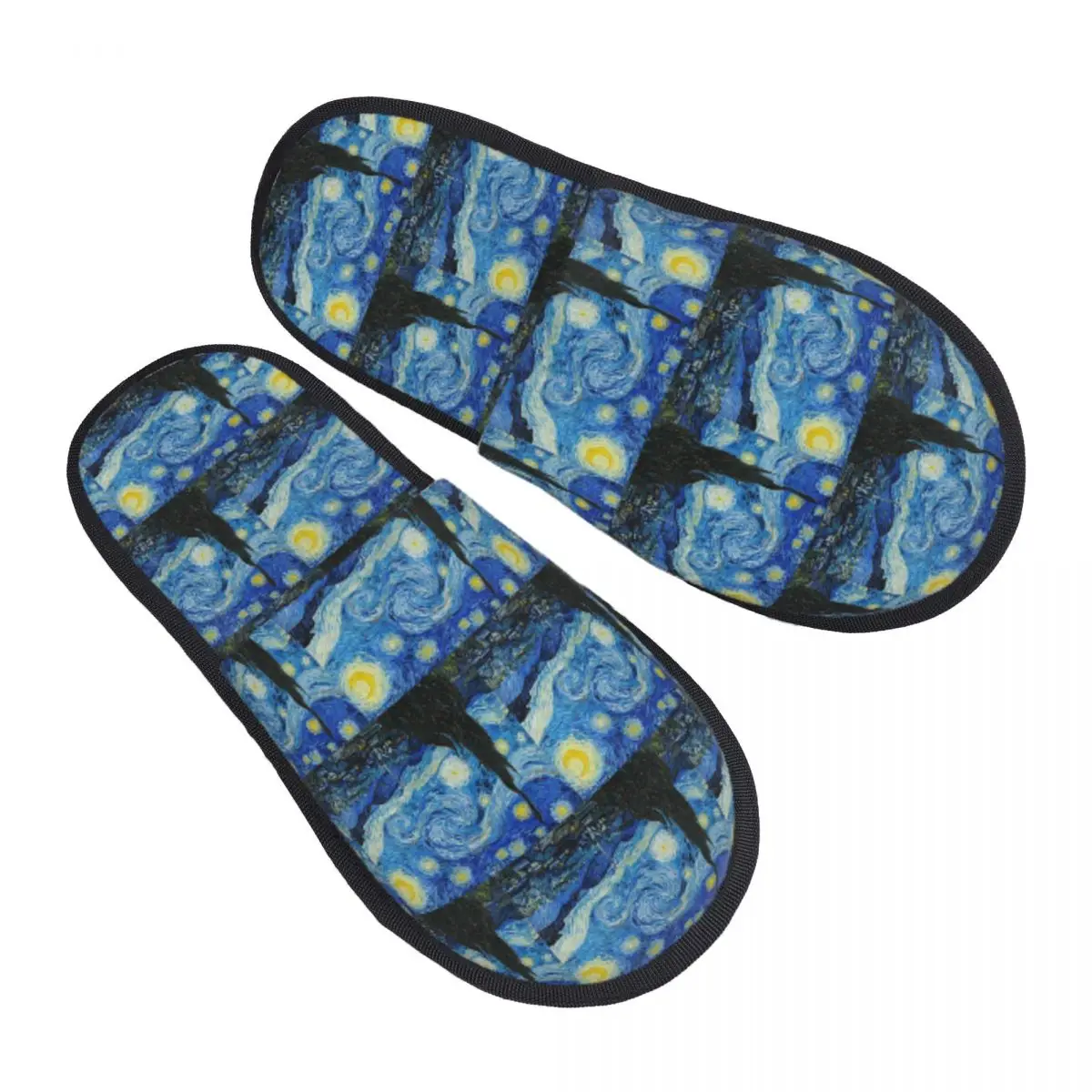 Custom The Starry Night By Vincent Van Gogh Slippers Memory Foam Warm Soft Women House Slipper Indoor Comfy Shoes