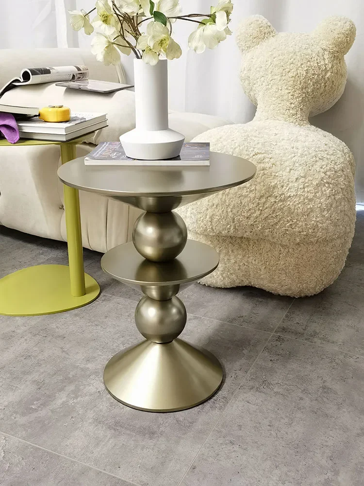 Furniture Nordic Circular Coffee Table Retro Metal Living Room Sofa Side Small Coffee Table Design Balcony Small Desk