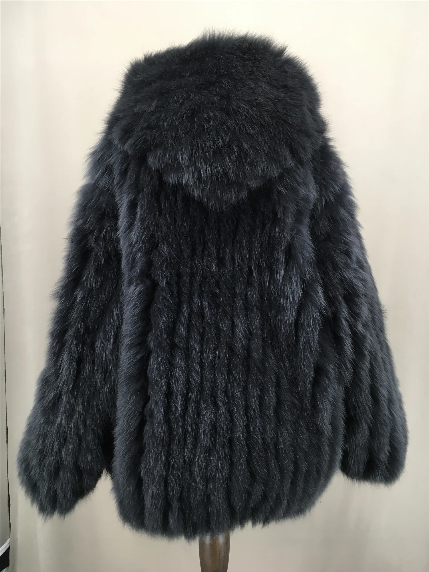 Women's Real Natural Fox Fur Stripe Coat with Hood, Luxurious Knitted Outerwear, Winter Fashion, 22A0608,  New