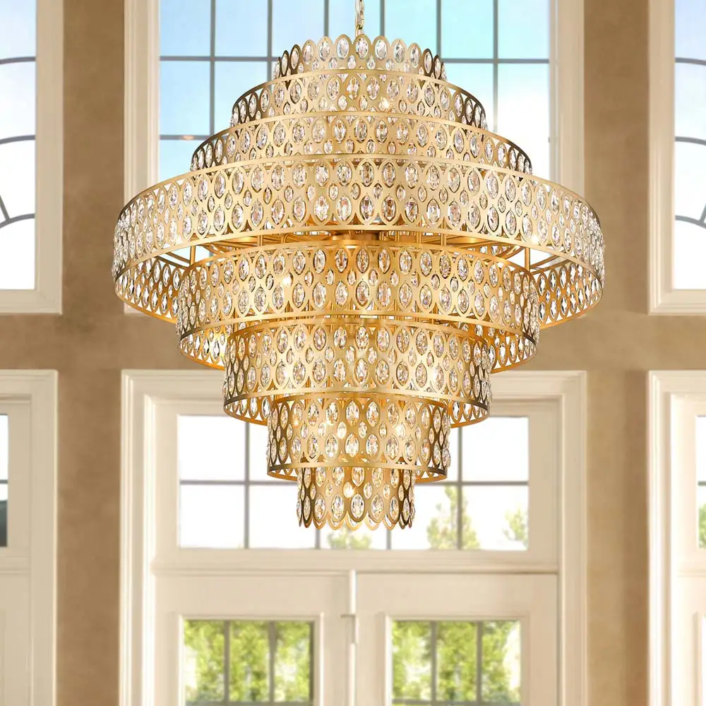 Crystal Luxury Chandelier Villa Staircase Living Room Hanging lamp Bedroom Bedside LED light Hotel Lobby Crystal Pendant Lights