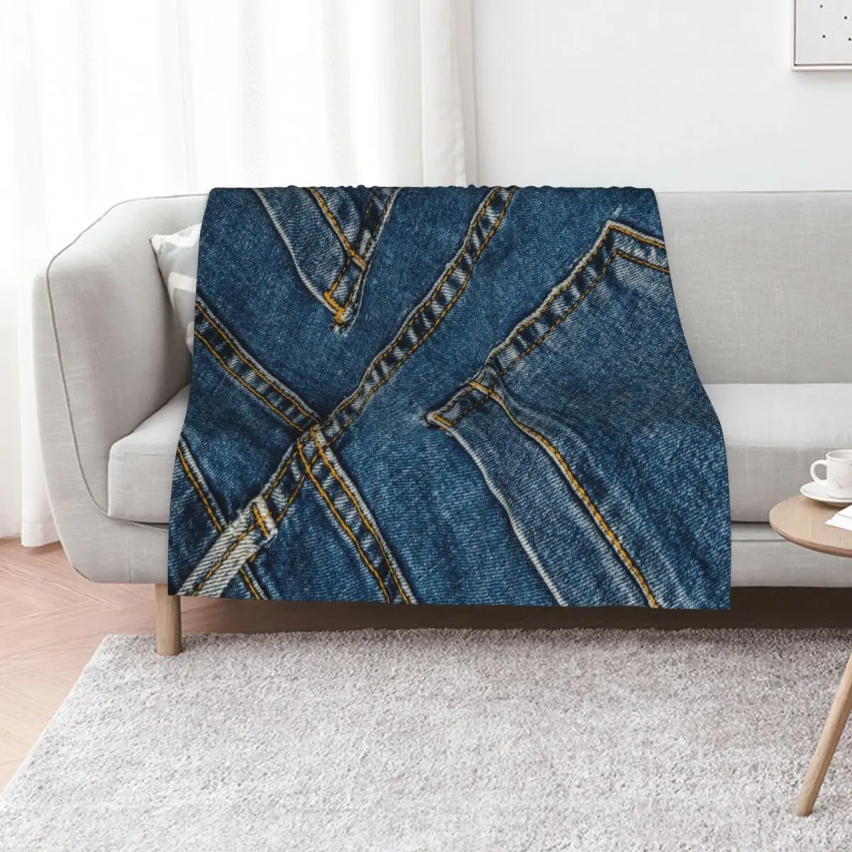 Diagonal two pocket I love bluejeans denim Throw Blanket Sofa Camping Luxury Flannels Weighted Blankets