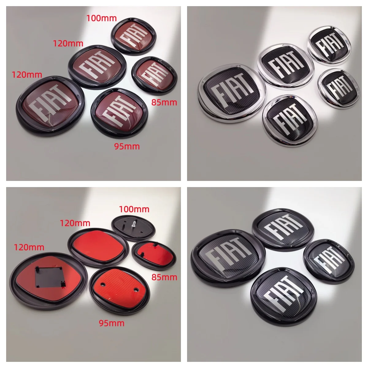 8.5/9.5/10/12cm 85/95/100/120mm emblema do carro para fiat capô dianteiro traseiro emblema 2/3/4 pinos emblema