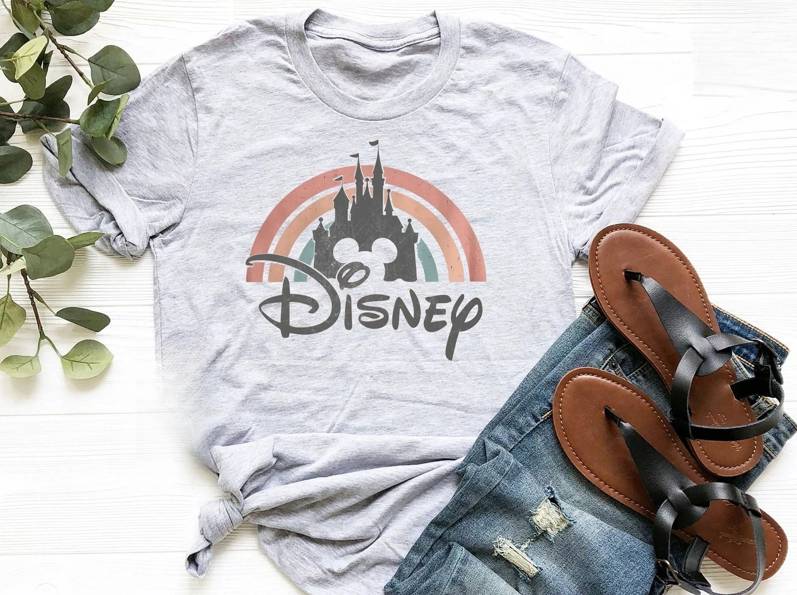 

Disneyland Castle Mickey Print Men's and Women's T-Shirts Cotton Short Sleeves Casual Comfort Loose Plus Size Streetwear