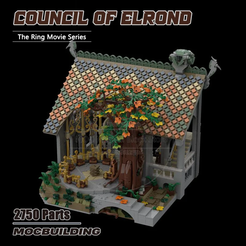 

Movie Scene Council of Elrond MOC Blocks Building DIY Assembly Architecture The Rings Model Technology Bricks Collection Toys