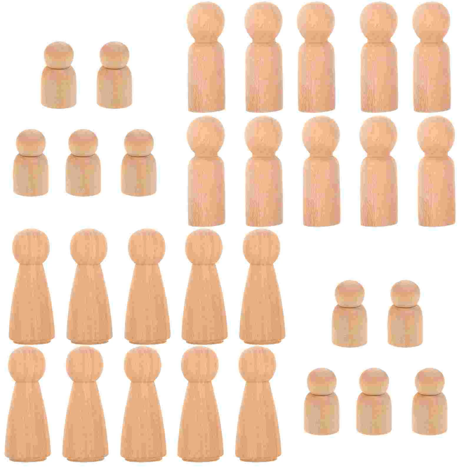 

30 Pcs Human Body Toy Unfinished Peg Dolls Bamboo Unprinted for Crafts Wooden Paint