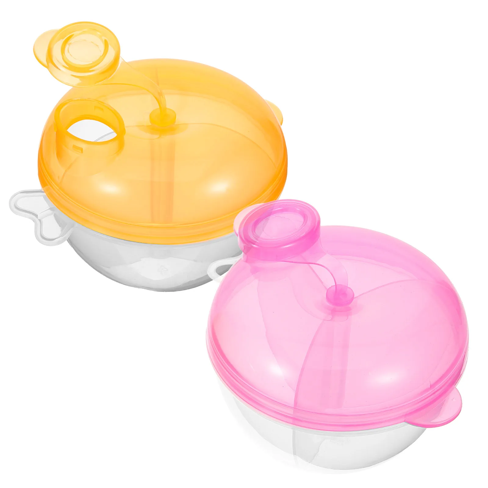 Distributeur de formule, boîte de lait en poudre, conteneur de stockage rose jaune 3 compartiments, étui alimentaire Portable d'alimentation 2 pièces