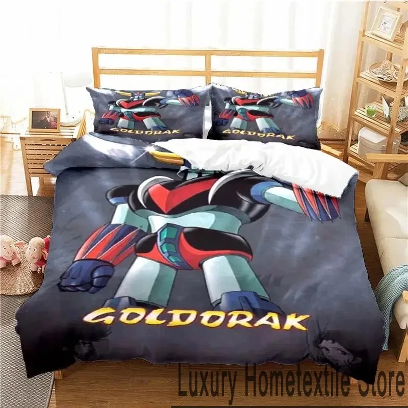 

3D Print Goldorak Grendizer UFO Robot Bedding Set Double Twin King Duvet Cover Comforter Pillowcase Boys Girls Adults Bedroom