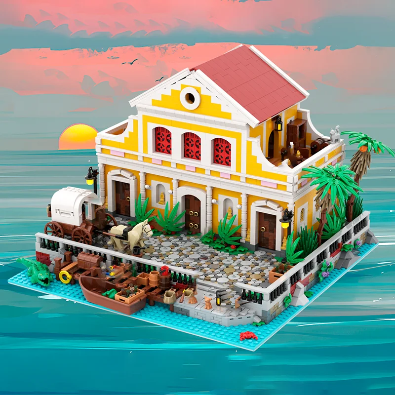 القراصنة القلعة نموذج Moc قوالب بناء وحدات القراصنة العالم منزل نموذج التكنولوجيا كتل عيد الميلاد لتقوم بها بنفسك لعبة هدية البناء #2