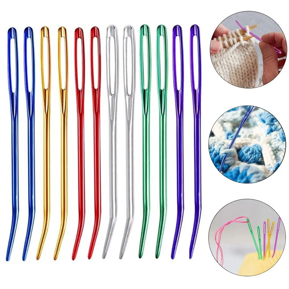 

2pcs Sewing Big Eye Bent Needle Aluminum Bent Tip Tapestry Darning Knitting Needles Needlework Crafts DIY Accessories