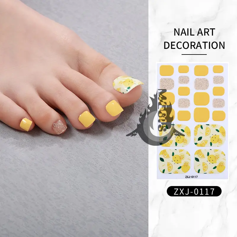 

Free Shipping 22 Tip Toenail Stickers Nail Art Sticker Tips Wraps Adhesive Decals Toenail Polish Strips DIY Pedicure Foot Decals