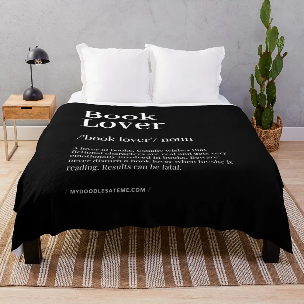 

Book Lover Definition - Noun - Readers Dictionary (Black) Throw Blanket Soft Solid Color Blanket for Couch Bed