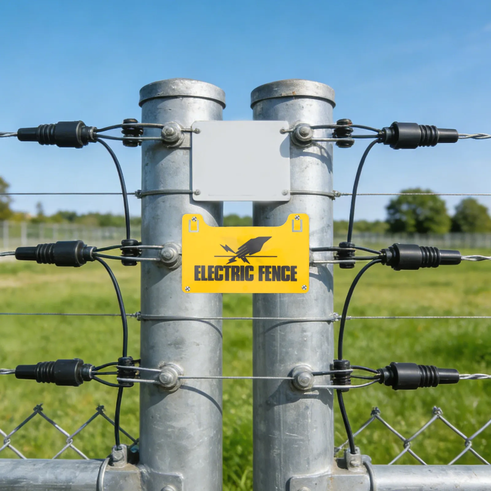4pcs Electric Fence Warning Signs Plastic High Voltage Danger Sticker for Farm Yard Home Safe Caution Panel
