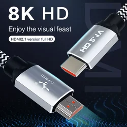 YYAUDIO HiFi HDMI 2.1 kabel splittera pojedynczy kabel miedziane z kryształami pozłacana wtyczka kable 8K HD do komputerów, telewizorów, projektorów