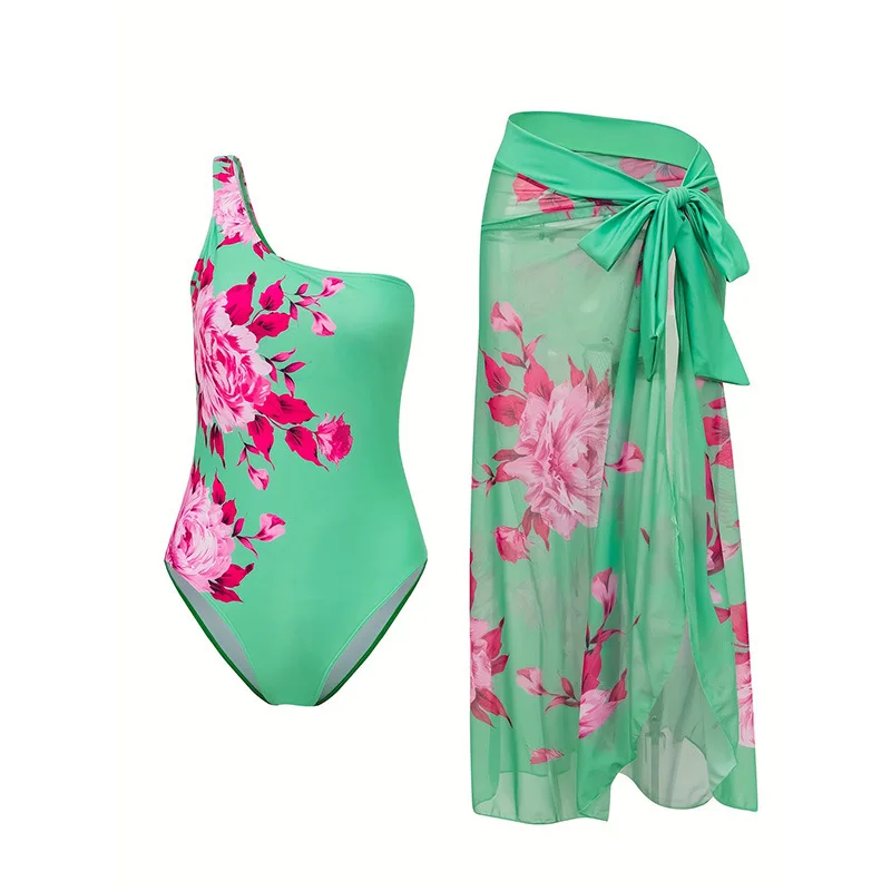 

2025 New - Swimsuit Two-Piece Set European and American Sexy One-Shoulder Tube Top Backless High-End Long Cover-Up Skirt