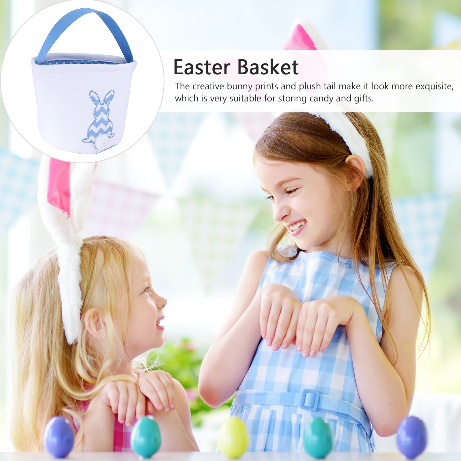 

Easter Decoration Basket Adorable Rabbit Candy Storage Pouch Cotton Canvas Easter Party Supplies Kids Gift Container Handheld