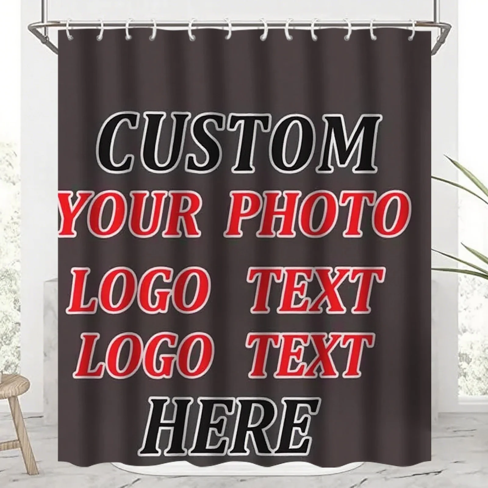 Custom Printed Shower Curtain Waterproof Polyester Fabric Personalized Photo Text Bath Curtain Bathroom Screen With Hooks Custom
