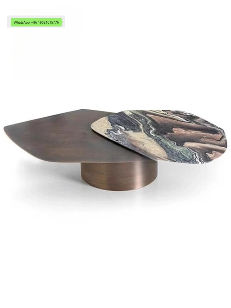 ZJH postmodern marble rotatable coffee table small apartment designer tea table creative coffee table