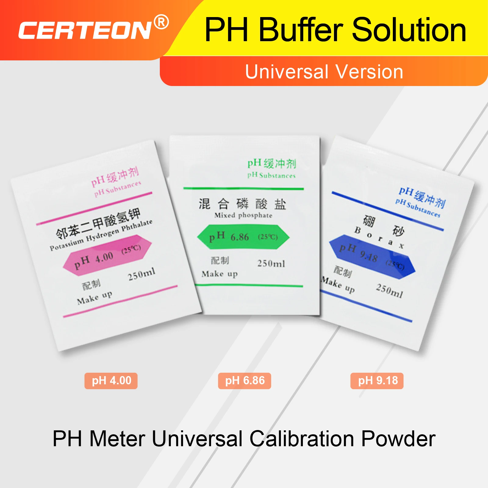 

pH Buffer Powder Calibration Solution Set 4.01 7.00 10.01 pH Calibration Powder Packets pH Buffer Sachets