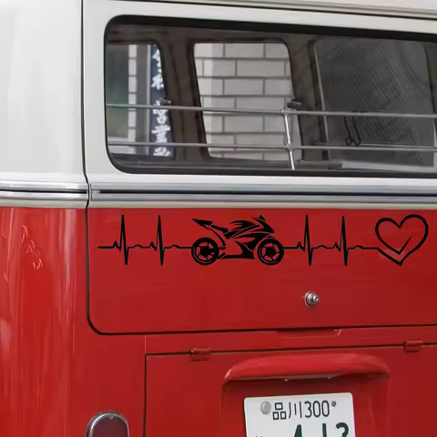 Biker Heartbeat Biker Inside Pulse Car Sticker Decal Gift Idea Two-Wheeler Motorbike Bike Moped Scooter Freedom Car Styling Viny