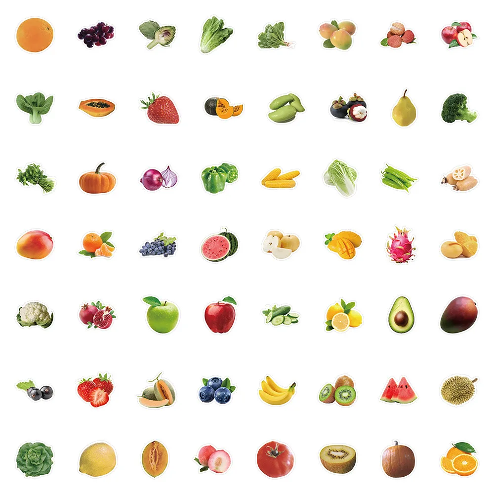 10/30/60PCS Mixed Green Food Vegetable Fruit Sticker Orange Apple DIY Notebook Phone Laptop Car Graffiti Decals Fun for Kid Toys