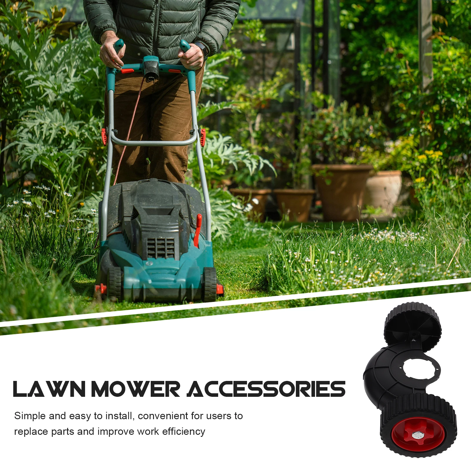 

Lawn Mower Training Wheels Plastic Casters Heavy Duty Castor Clippers Lawnmower Auxiliary