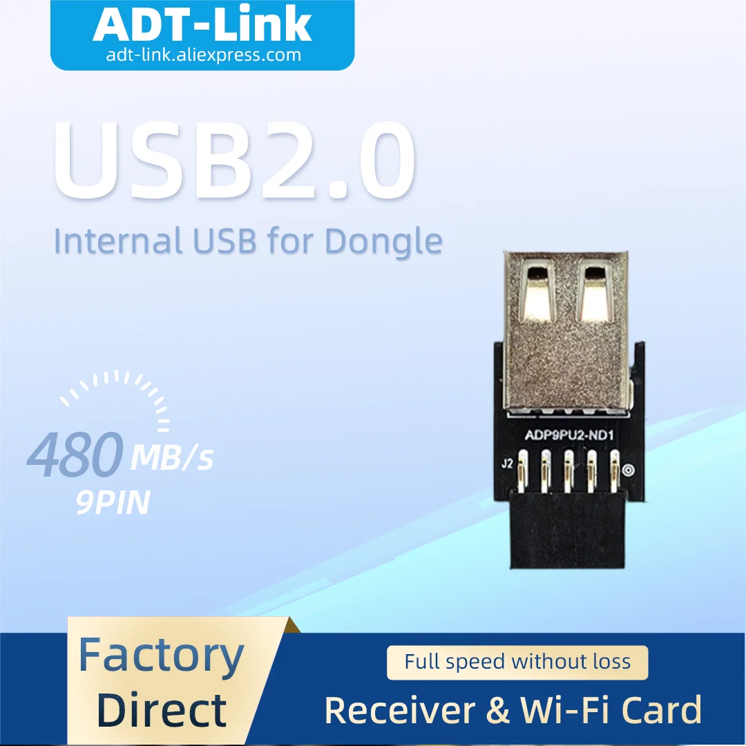 9 Pin USB2.0 Header Adapter Desktop Motherboard Internal USB Converter Compatible with Bluetooth WiFi Card  Dog Receiver