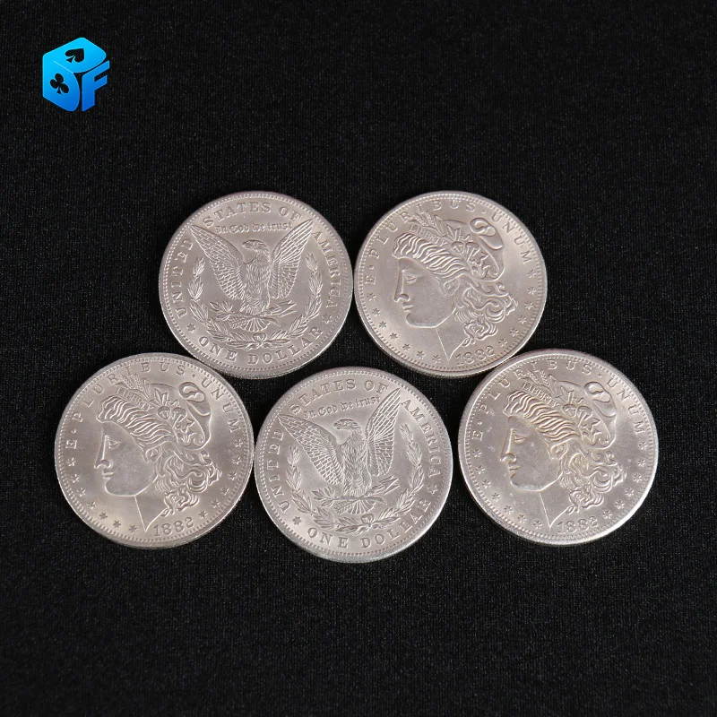 Walking Liberty Half Dollar Shell and Coin Set or Morgan Dollar Shell and Coin Set (4 Coins 1 Shell) by Oliver Magic tricks