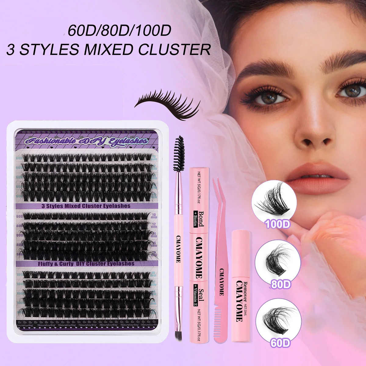 

Lash Clusters Set DIY Lashes Extension Kit Individual Eyelash Extension Kit Full Set Lashes Kit Lash Bond and Seal Makeup 270pcs