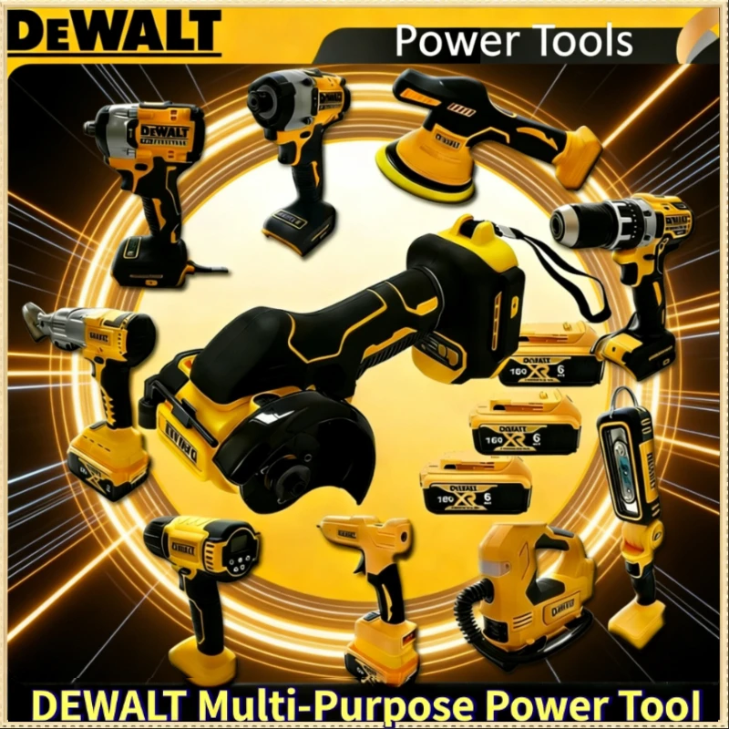 

Многофункциональные электроинструменты DeWalt: Беспроводная бесщеточная угловая шлифовальная машина, электрический гайковерт, полировальная машина, воздушный насос для аккумулятора 18В.