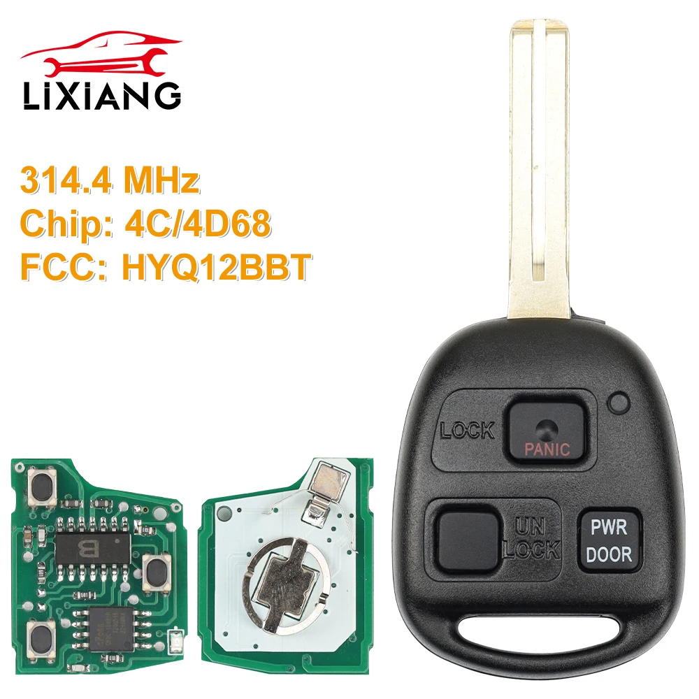 

LIXIANG Remote Key 3 Buttons 4D68/4C Chip 314.4MHz FOB for Lexus RX330 RX350 RX400h HYQ12BBT 89070-48821