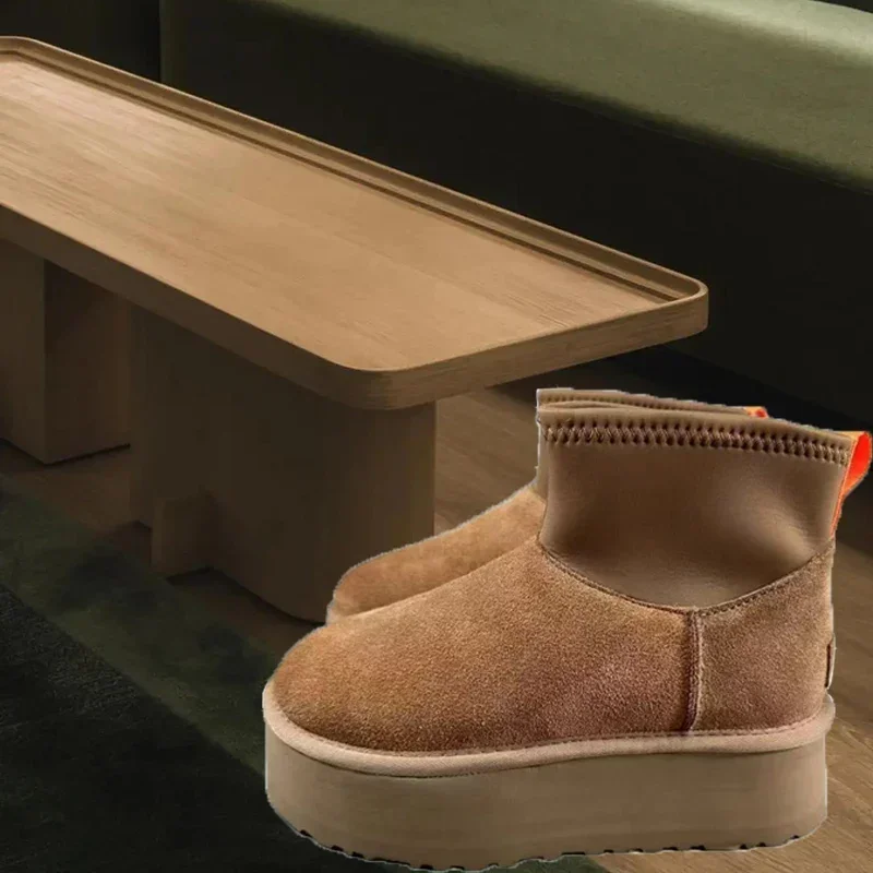 2025 hiver garder au chaud plate-forme bottes en cuir véritable nouveau Style bottes de neige froides et résistantes à la neige pour femme