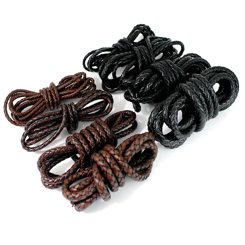

2Meter 3/4/5/6/8mm Braided Genuine Leather Cord Rope String Leather Strap for DIY Necklaces Bracelets Pendent Jewelry Making