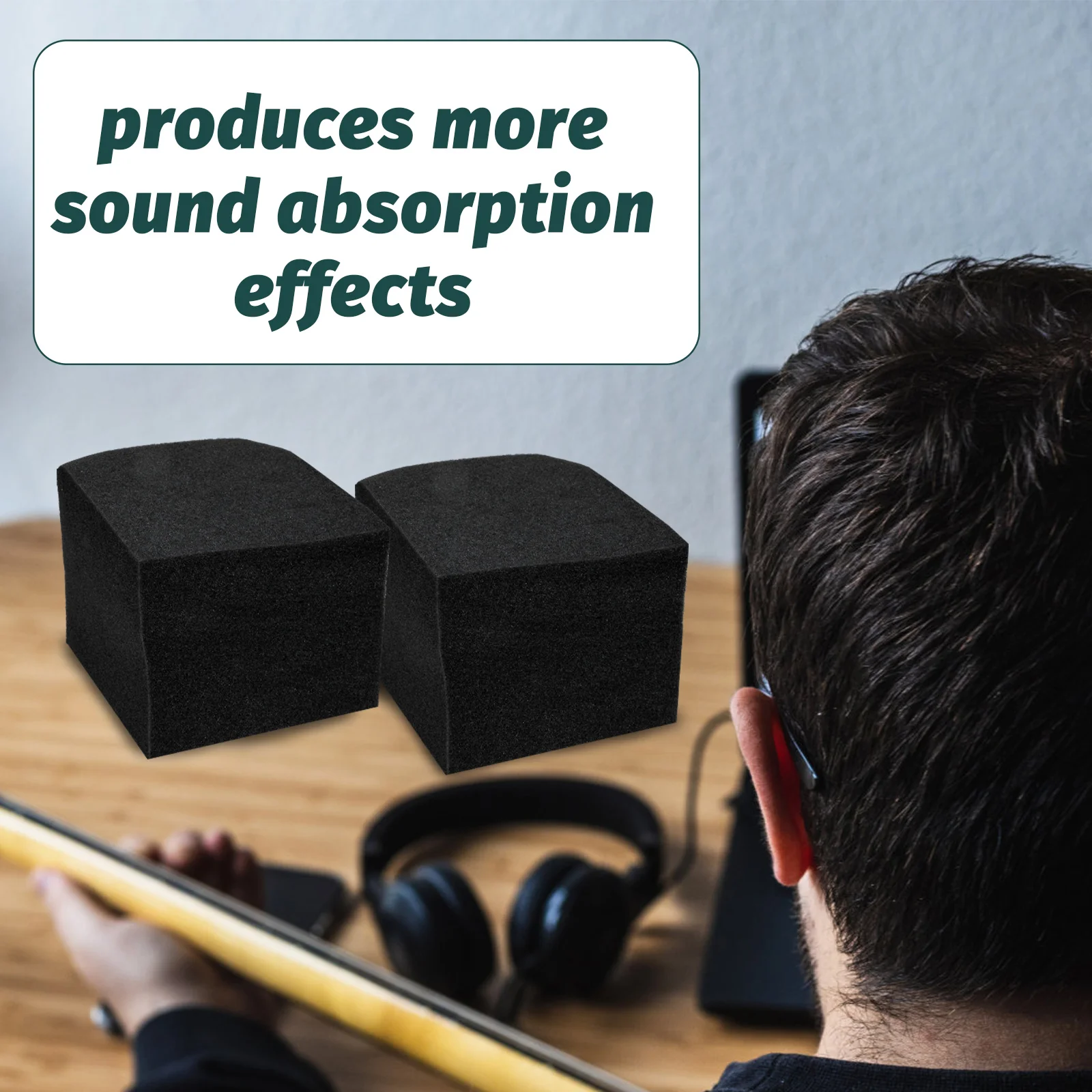 

4pcs Soundproof Foam Panels Black Noise Absorbing Sponge Walls Ceilings Acoustic Treatment Insulation Blocks
