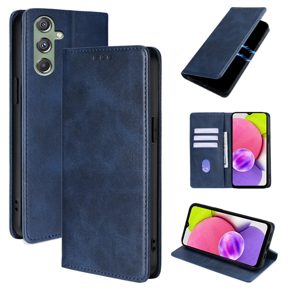 Fashion Leather Wallet Case for Samsung Galaxy M34 M13 M33 M53 M14 M54 M32 M23 M04 M40 Magnetic Flip Phone Case with Card Slots