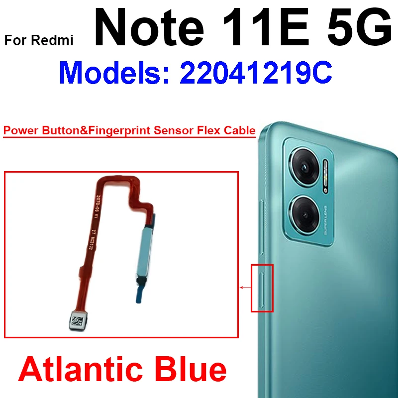 Fingerprint Sensor Flex Cable For Xiaomi Redmi Note 11R 11E 11E Pro FingerPrint Power Button Home Key Flex Ribbon Parts