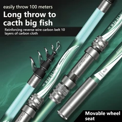 Strong General Long Range Throwing Rod Ultra Hard Carbon Sea Fishing Rod 2.1-4.5 Telescopic Spinning Fishing Rod Swing Sea Rod